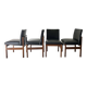 Ensemble de quatre chaises de salle à manger en teck Vanson Peter Hayward d'époque mid-century, noires d'origine.