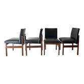 Set Four Mid-century Vanson Peter Hayward Teak Dining Chairs Original Black