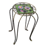 Plant stand, table, in wrought iron and vintage Vallauris ceramic