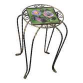 Plant stand, table, in wrought iron and vintage Vallauris ceramic