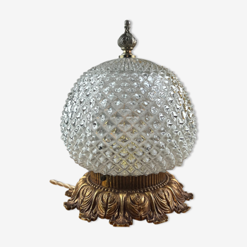 Old diamond tip table lamp - Glass and Bronze - Circa 1920