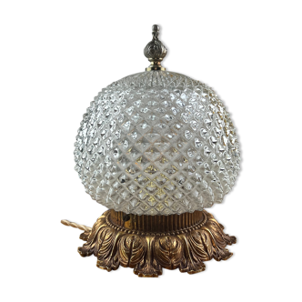 Old diamond tip table lamp - Glass and Bronze - Circa 1920