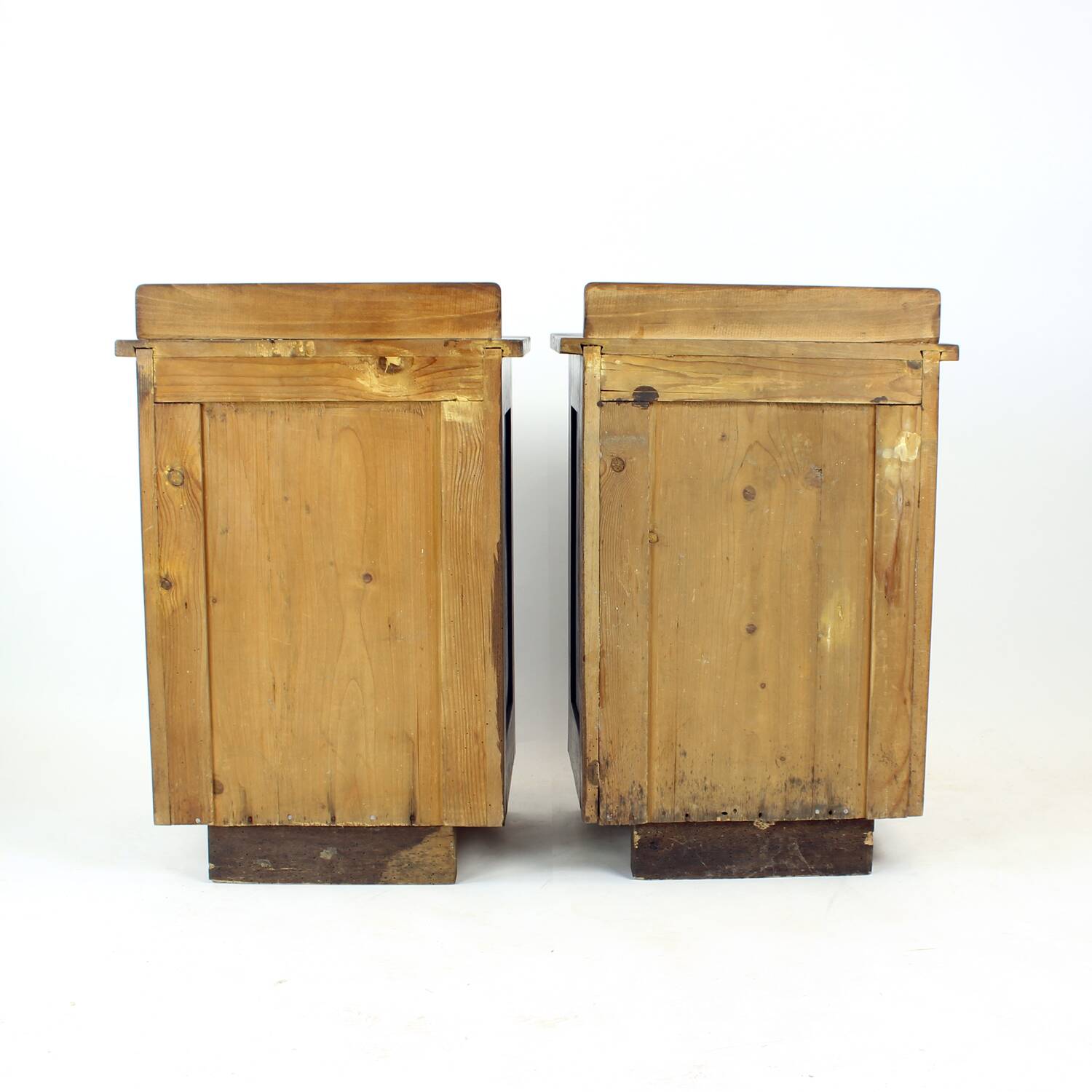 Tall Vintage Bedside Tables In Wood, Czechoslovakia 1930s