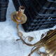 Masca gilded metal chandelier, 60s