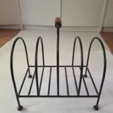 Vintage metal and wood magazine rack