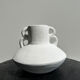 Artisanal terracotta vase painted white with double handles H:16 D:20