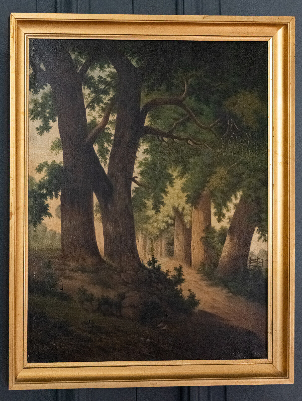 Oil on canvas undergrowth scene early twentieth century