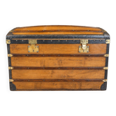 19th Century Domed Travel Trunk – Wood, Brass, Leather – Restored
