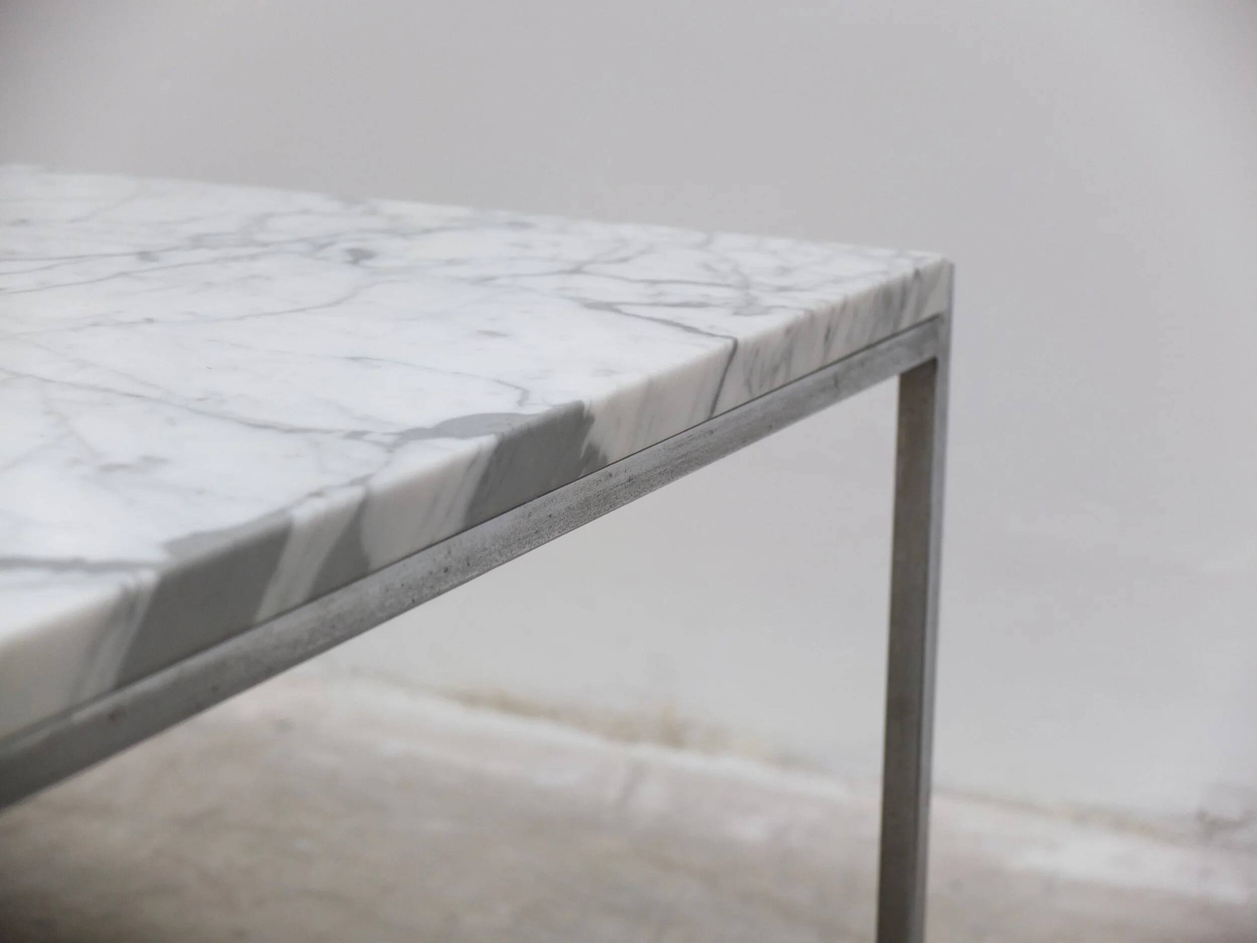 Pair of Carrara marble & chrome coffee or side tables, 1970s