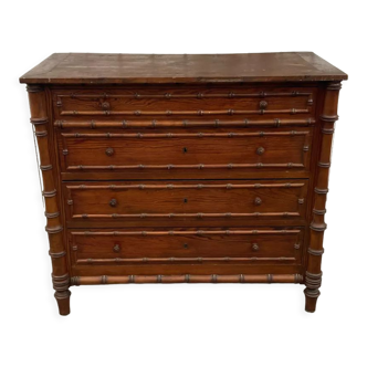 Ancienne commode en bois imitation bambou