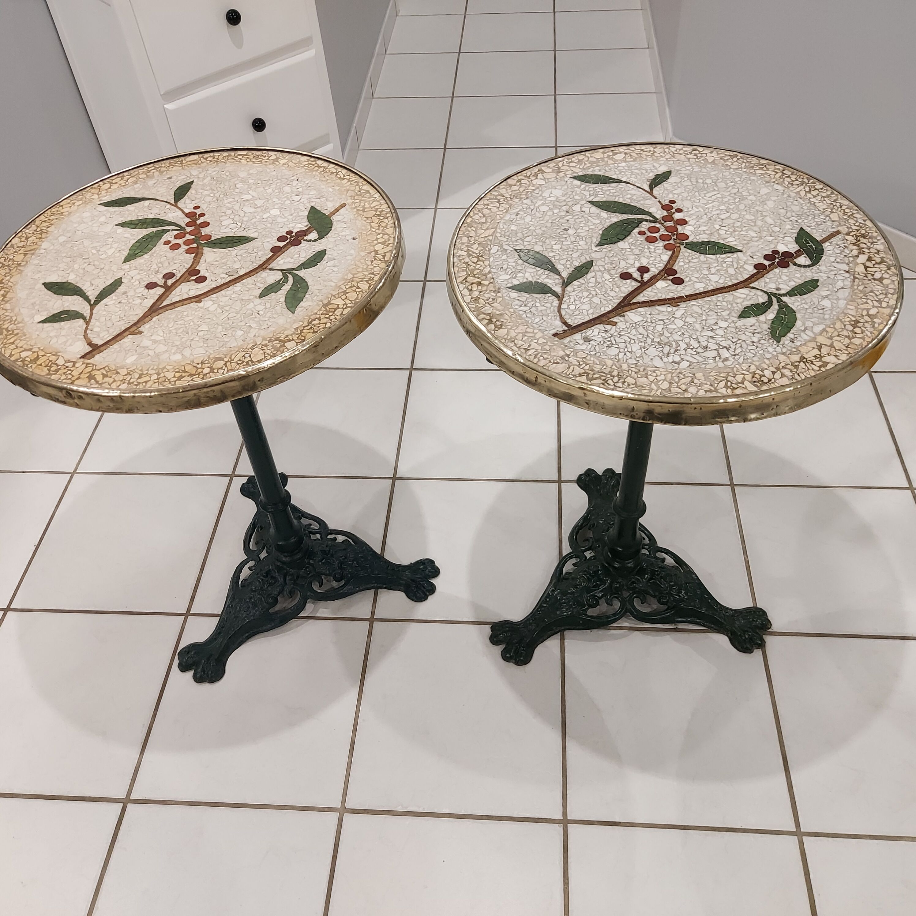 Pair of gueridon tables from Parisian bistro 1900s