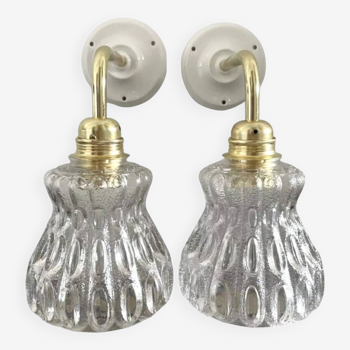 Pair of old glass wall lights