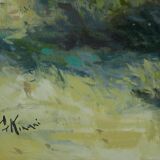 Old brick bridge in Normandy - Signed oil painting