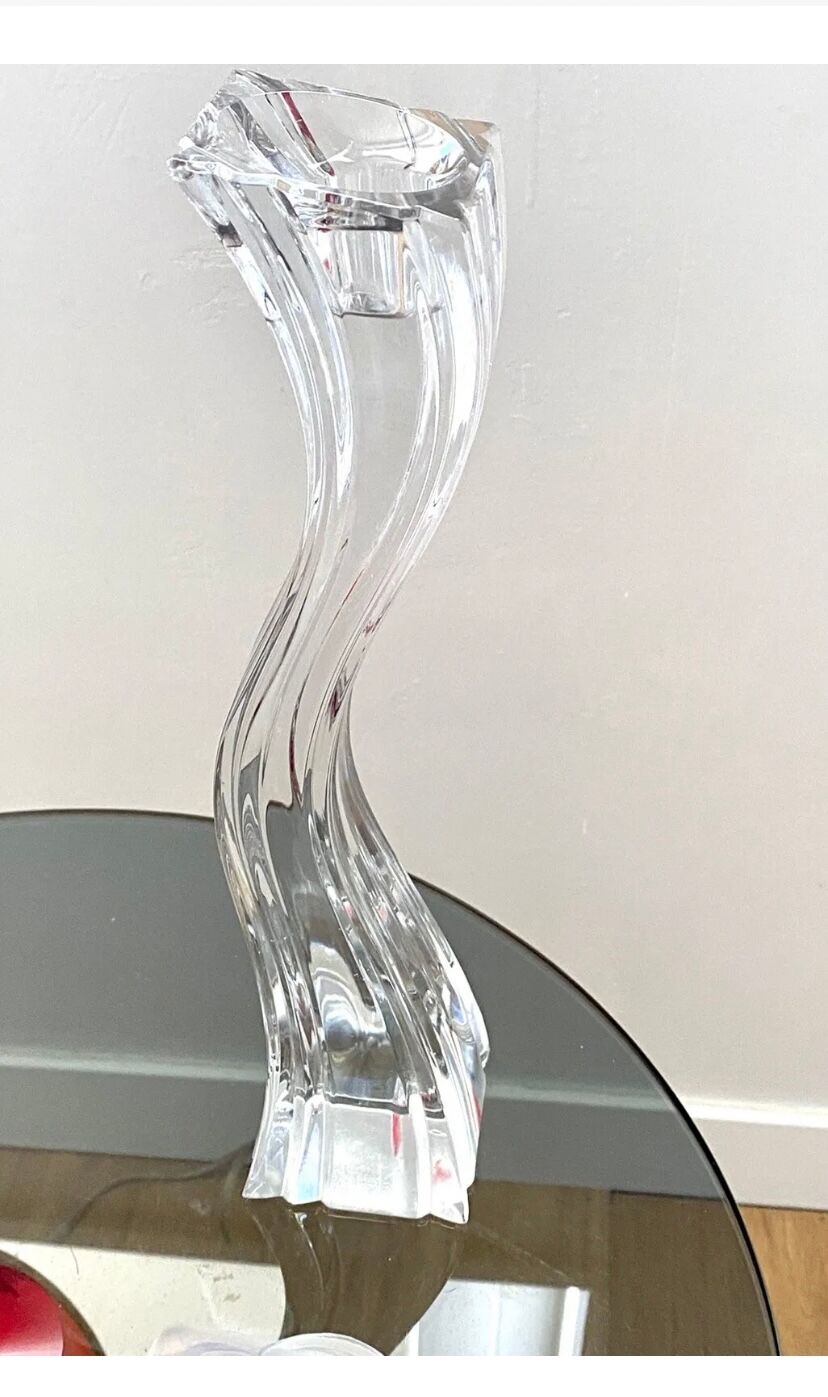 Old candlestick candlestick 1.3 kg bohemian crystal old antique glass