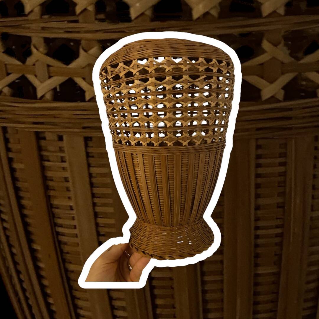 Vintage rattan vase and planter