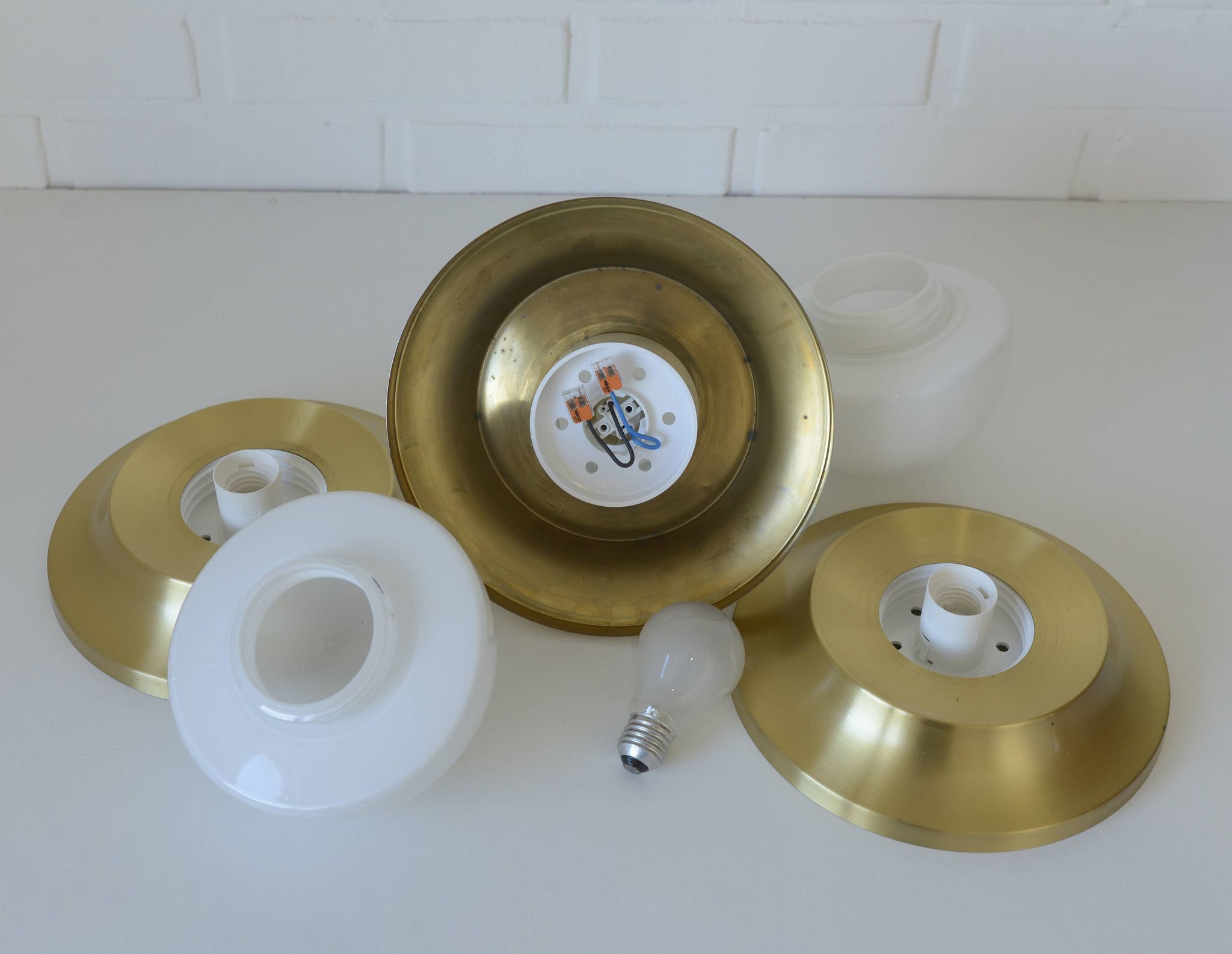 Ceiling Lights Set of 3 Mushroom Lamp Vintage Brass Sconces Space Age Style
