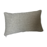Coussin bi face blanc tressé noir bleu marine