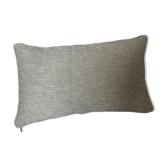 Coussin bi face blanc tressé noir bleu marine