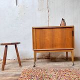 Bar hifi tv unit with vintage curtain 1950/1960