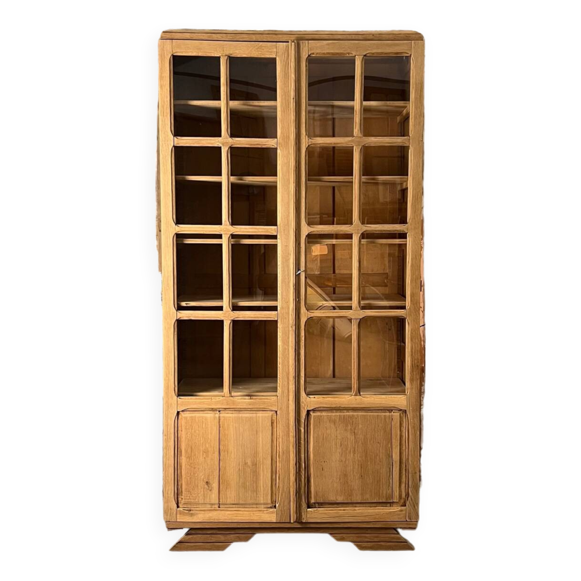 Vitrine vintage petit carreaux en chêne