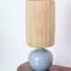 Blue ceramic lamp, hemp lampshade, 60s
