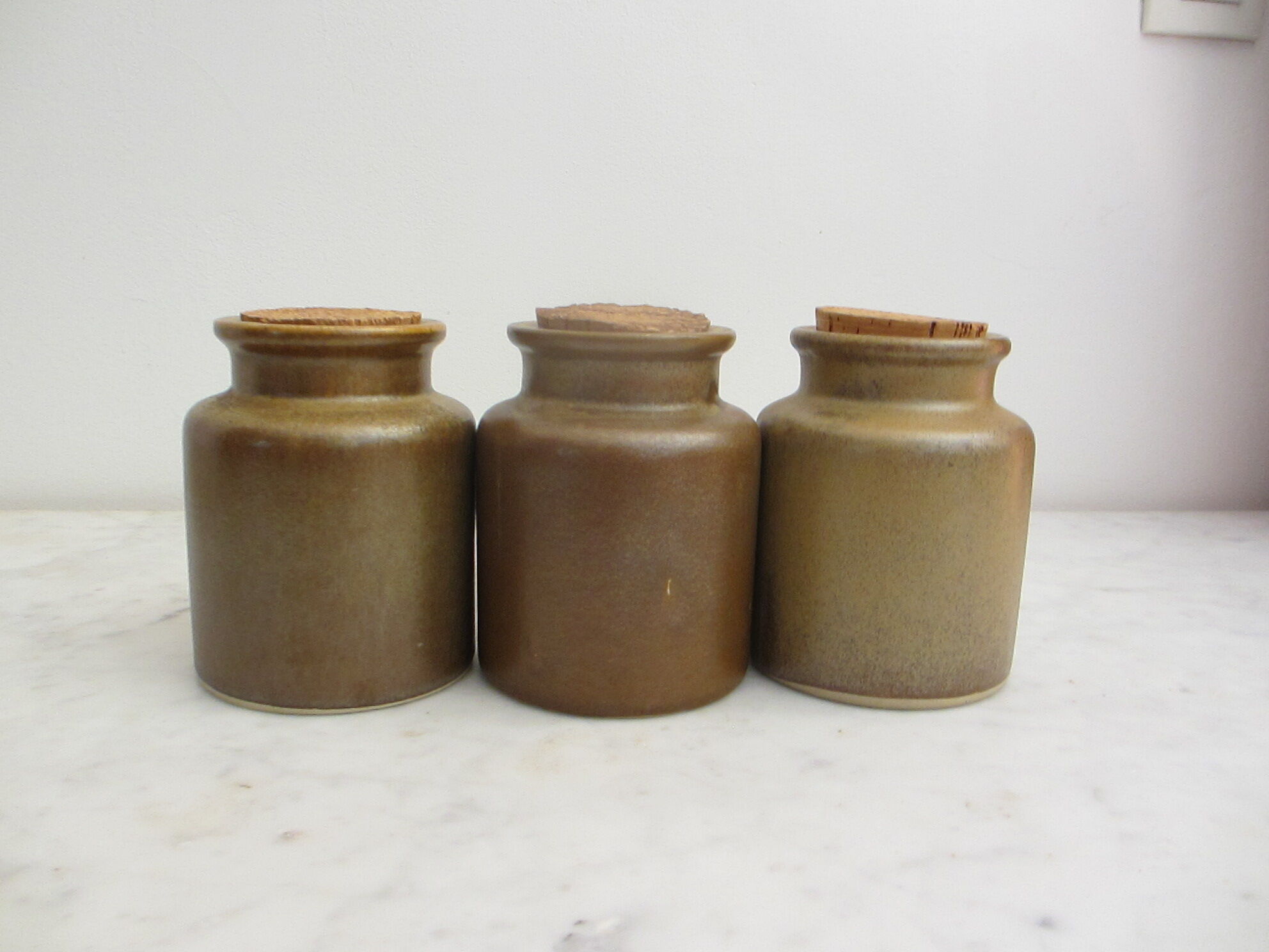 Series of 3 sandstone pots