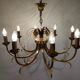 Brass and chrome pineapple chandelier, 1970s
