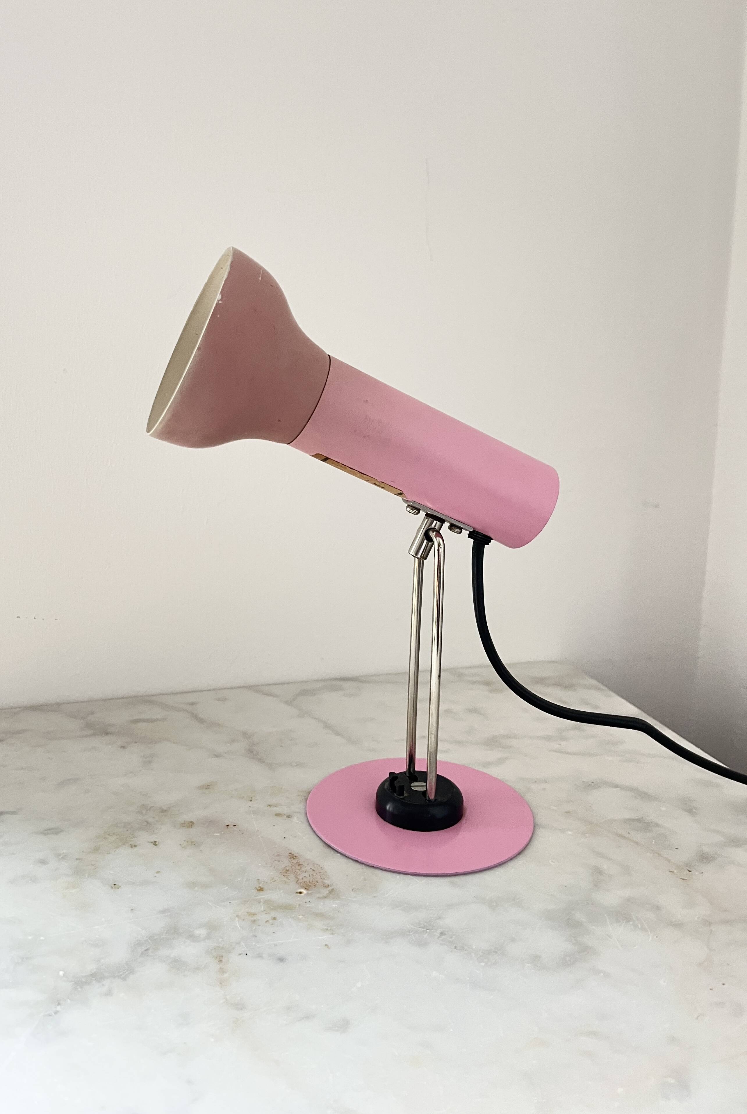 Vintage Varialux 3141 Pink Wall Table Adjustable Lamp, Industrial, GDR, 80s