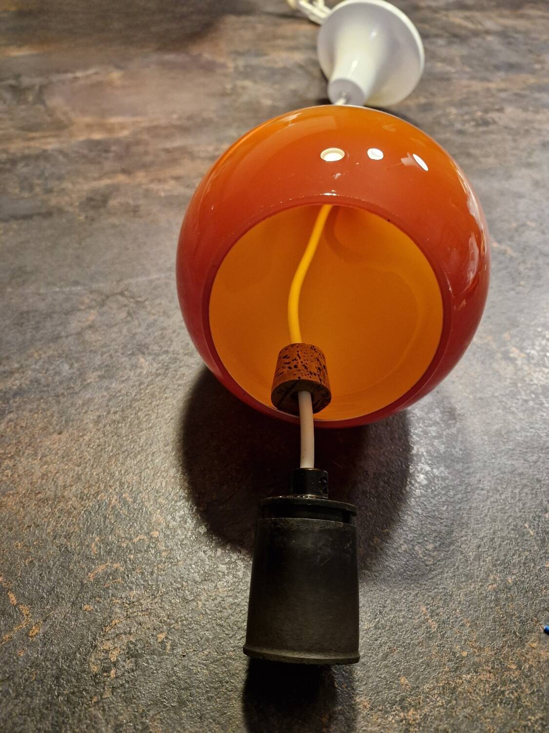 Scandinavian suspension trio Holmegaard 1960, opal glass blown.
