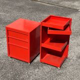 Prisunic 1970 metal trolley and box