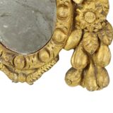Petit miroir ancien patiné en bois doré du XIXe siècle