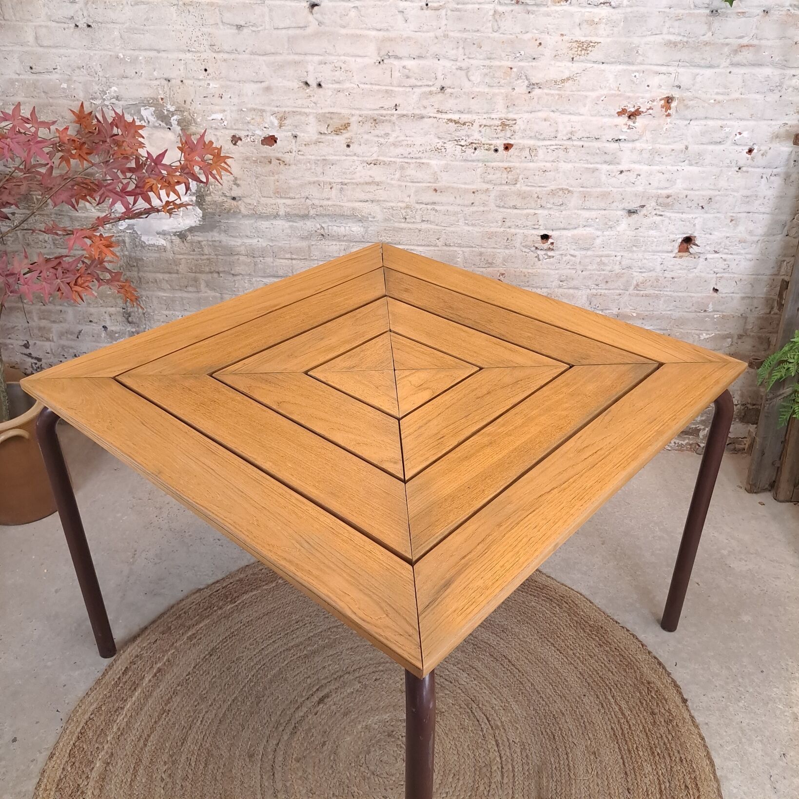 Square wooden metal table