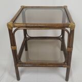 Rattan and glass coffee table