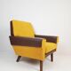 Armchair in ochre yellow and brown skai teddy fabric