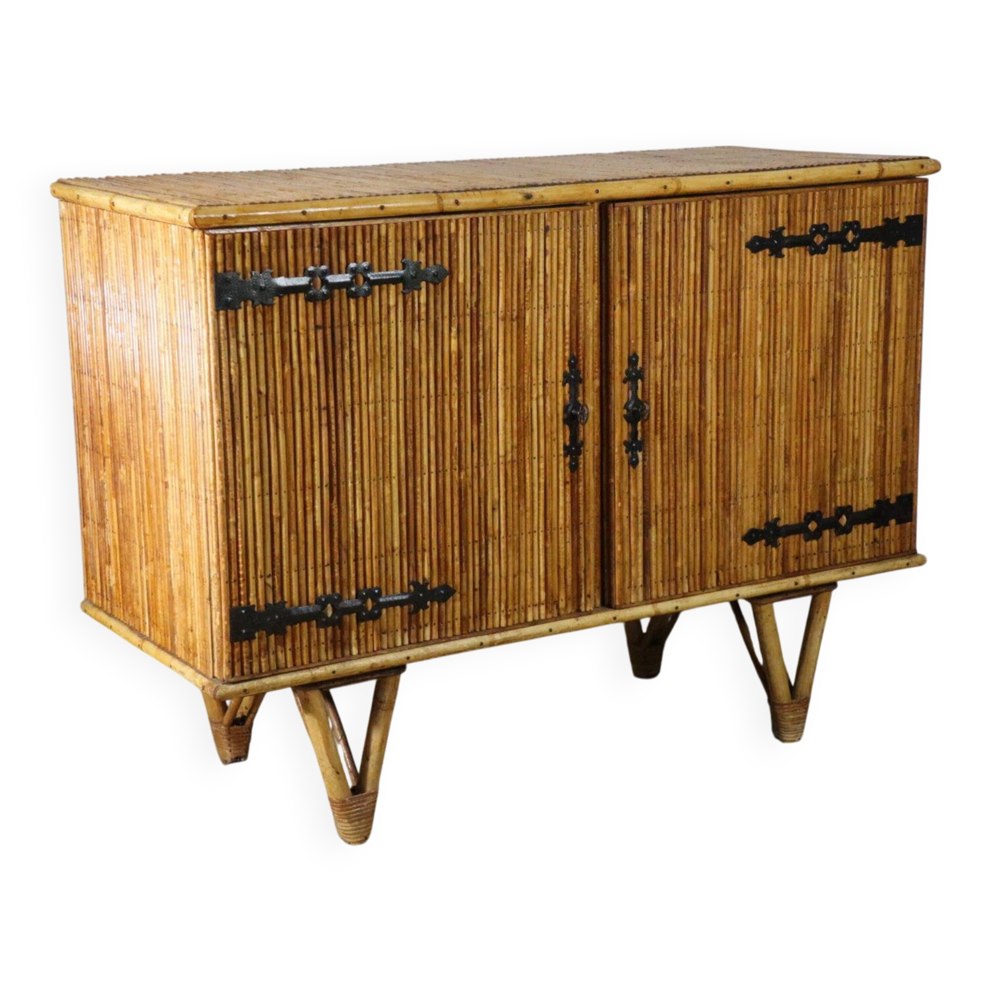 Vintage woven rattan sideboard - 1960