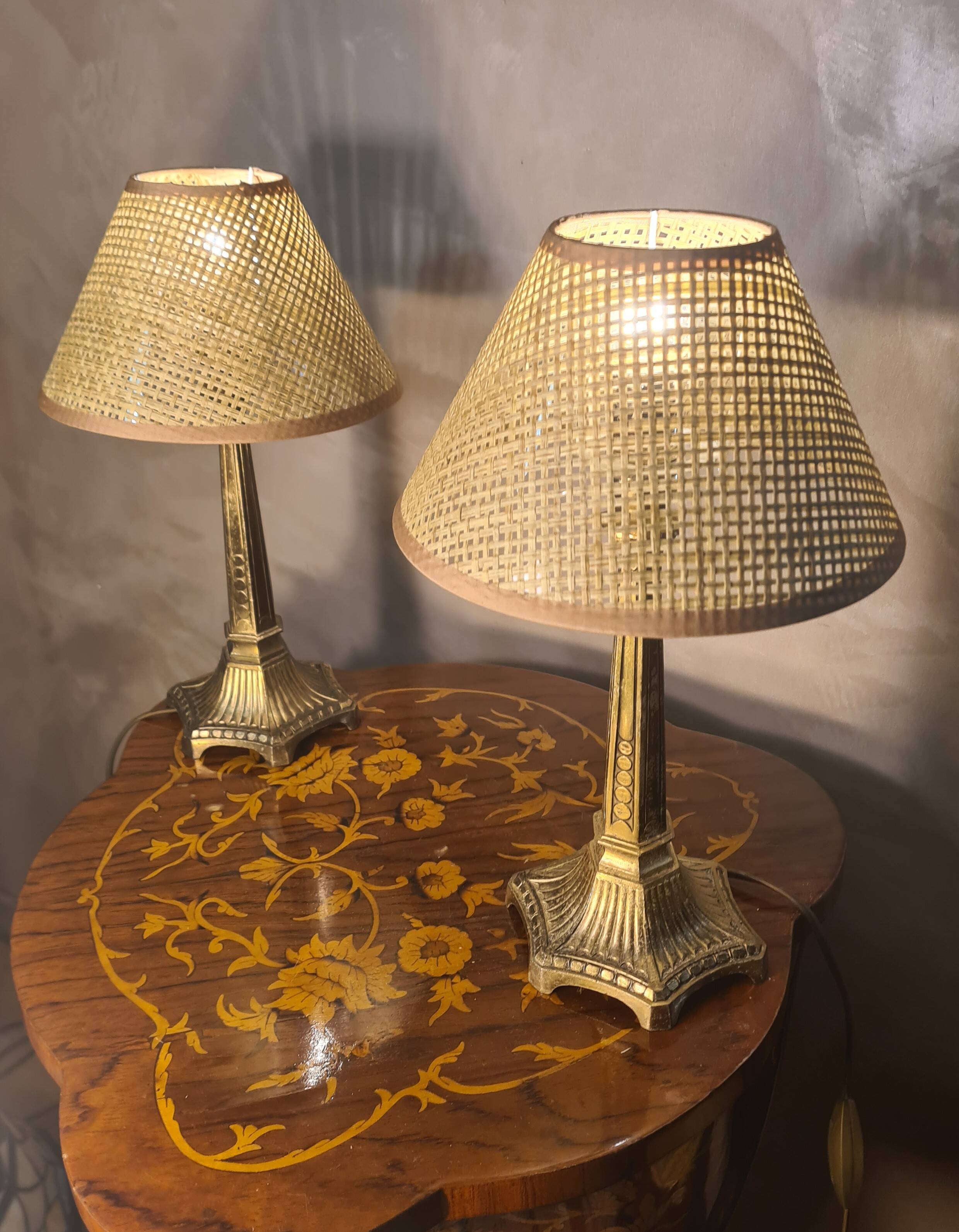 Paire de lampes en régule doré, 1960