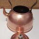 Vintage kettle in pink copper, brass and ceramic