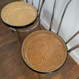 Chaises bistrot chrome et cannage
