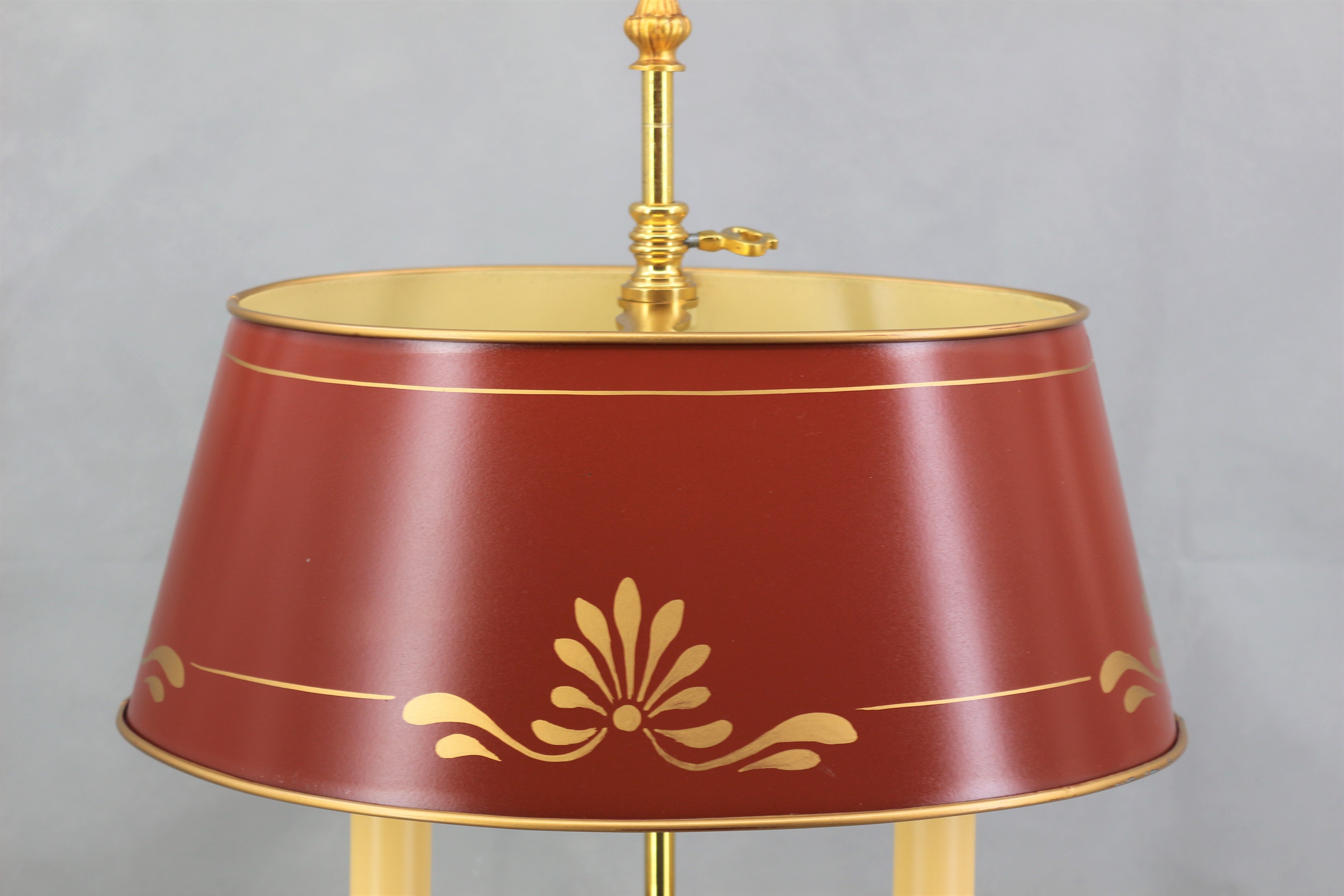 Empire style lamp two lights with oval lacquered lampshade "lucien gau"