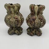 Paire de vase en barbotine ancien