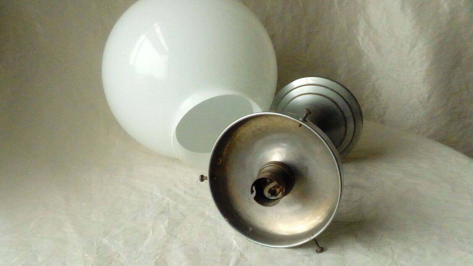 Vintage ceiling light 1960s white opaline alu frame