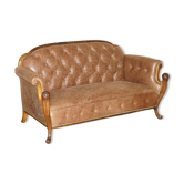 Canapé Chesterfield Regency 1810 antique restauré en cuir avec cadre sculpté