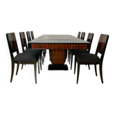 French Art Deco Expandable Dining Room Set, 1930, Set of 9