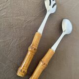 Salad servers with bamboo handles