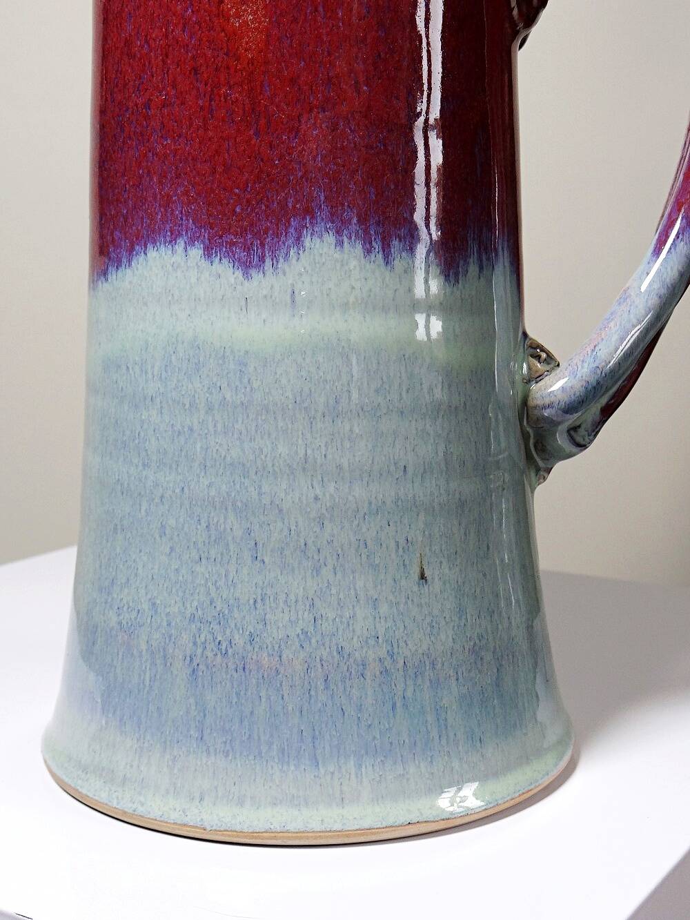 Large stoneware art jug by Lévéjac, Michel Goldstyn, flamed oxblood glaze