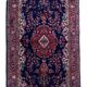 Tapis Kerman Antique – Laine Bleue Vive & Rouge – 117 x 218 cm
