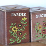 4 vintage wooden spice boxes 70s