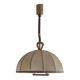 Large leather, vellum and brass Italian cocoon chandelier, Italy 1950s