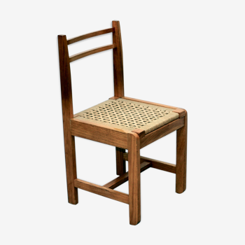 Six 60s natural wooden chairs