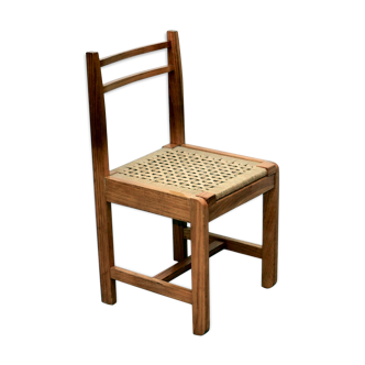 Six 60s natural wooden chairs